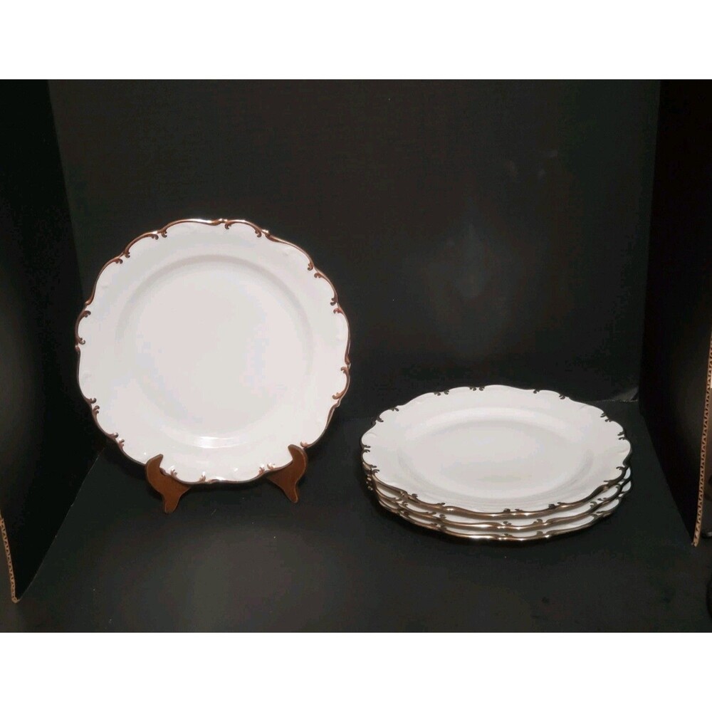 Schumann Arzberg Platinum Elegance Dinner Plates 10.5” Vtg Germany E & R 4pc Set